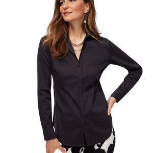 - Chico’s black cotton buttoned long sleeve cuffed shirt size Chico’s 1